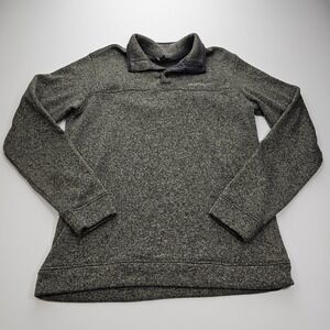 Eddie Bauer Mens TXL Gray Marl Sweater Fleece Snap Mock Neck Pullover Tall XL
